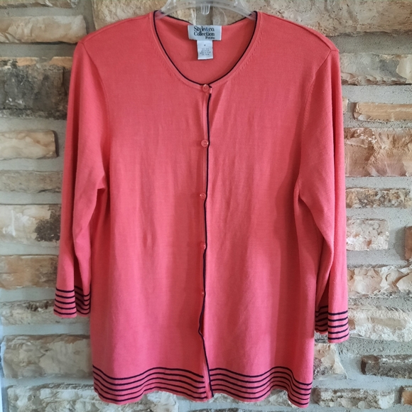 Style & Co Silk Blend Cardigan Med with Tank Top Small,  Set Coral Blue - Picture 2 of 12